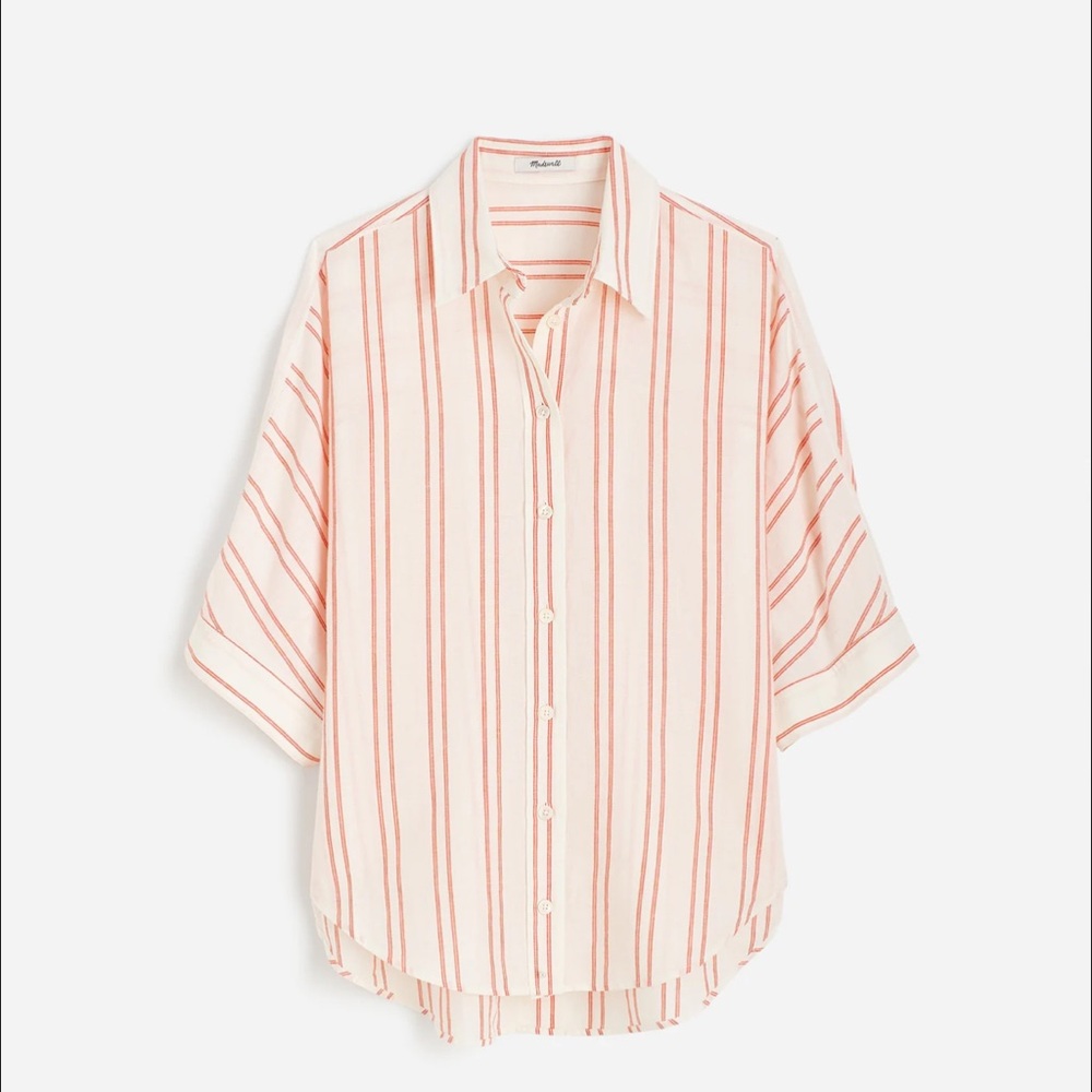 Madewell Oversized Pleated-Sleeve Button-Up Shirt